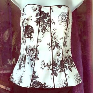 Black and grey flower print corset (NWOT)